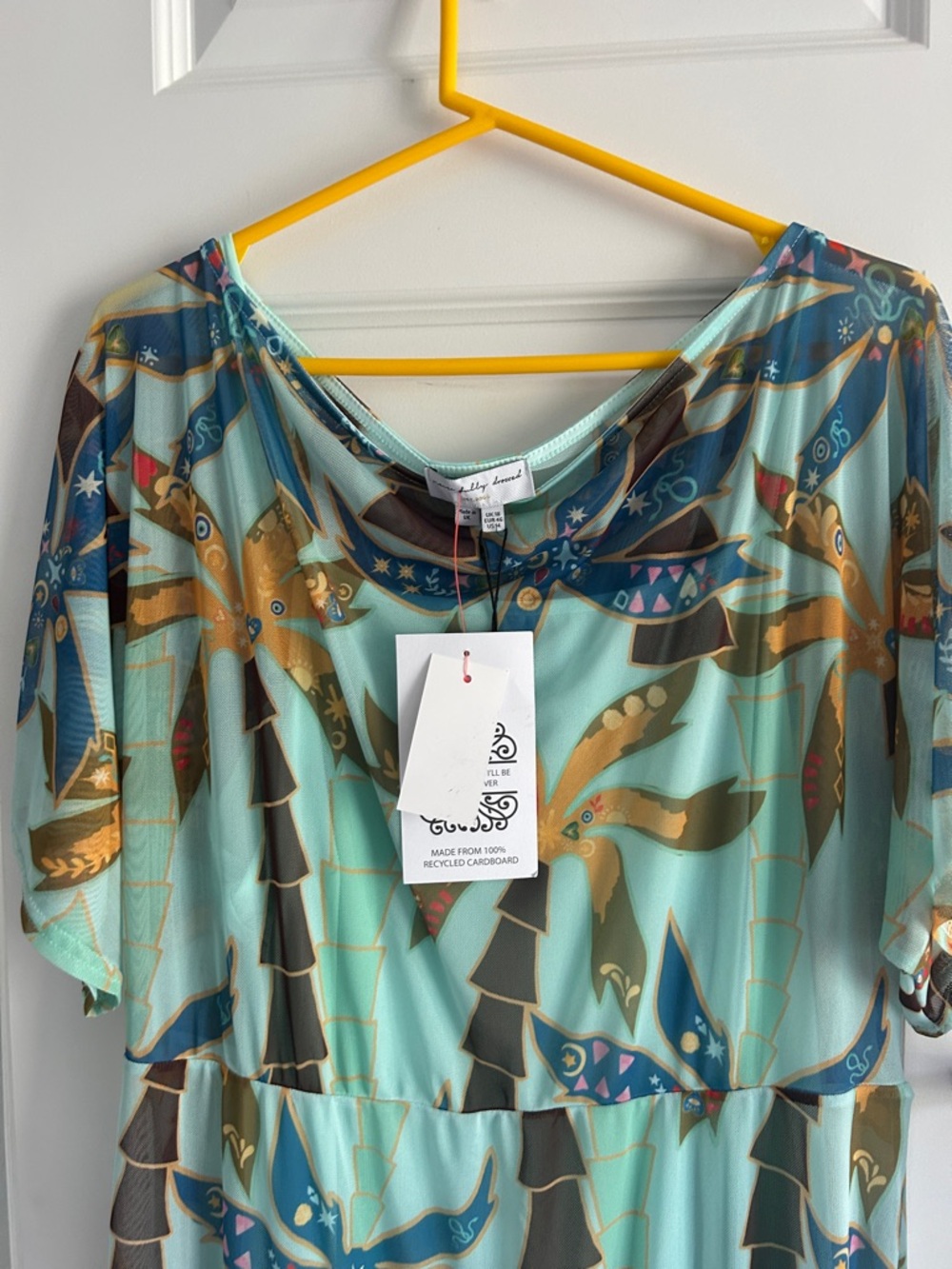 Never Fully Dressed Tropical Palm Print Maxi Dress - Mint, Blue & Brown 14 - Picture 2 of 6